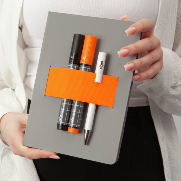 Sigel Notitieboek Linescape, A5, geruit, grijs/neon oranje