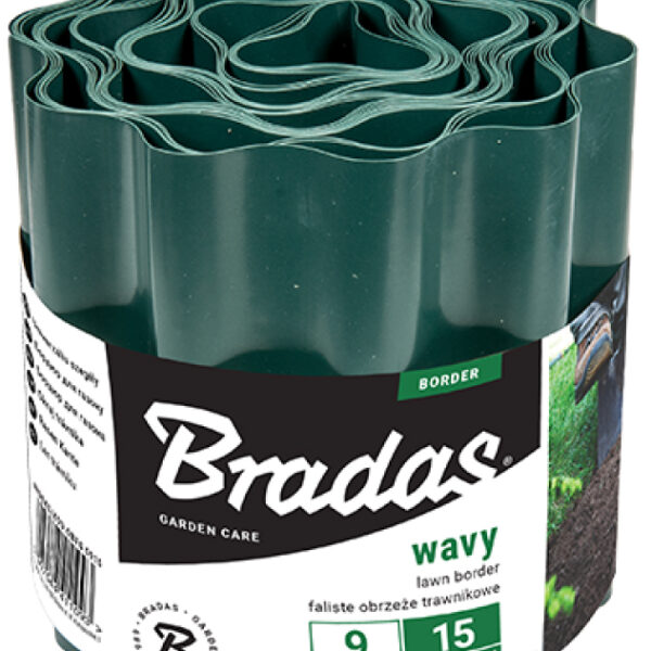 Bradas gazonrand, hoogte: 150 mm, lengte: 9 m, groen