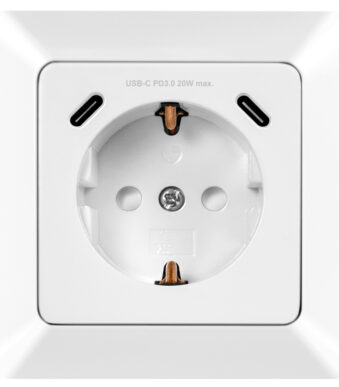 LogiLink Inbouwstopcontact, 1x CEE 7/3, 2x USB-C, PD, wit
