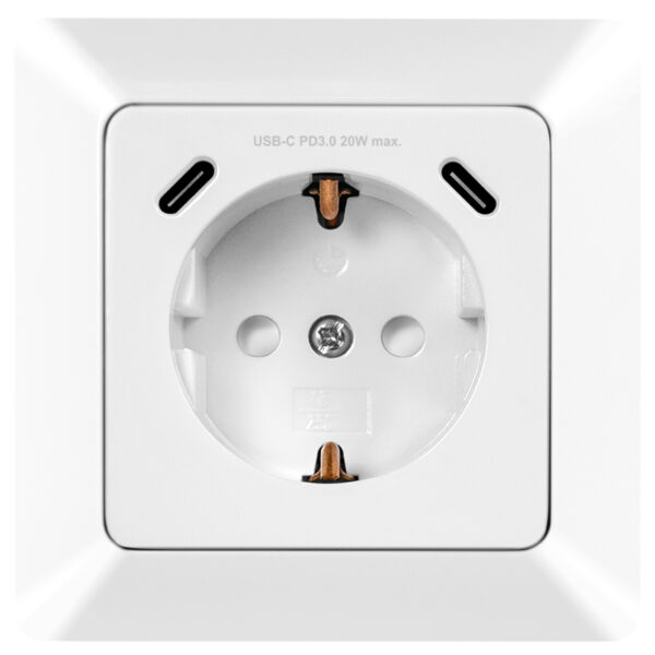 LogiLink Inbouwstopcontact, 1x CEE 7/3, 2x USB-C, PD, wit