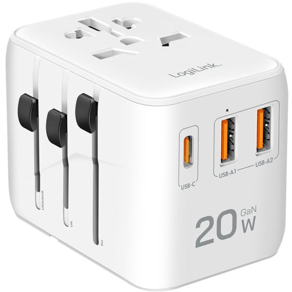LogiLink universele reisadapter (EU/AUS/US/UK), 20 Watt