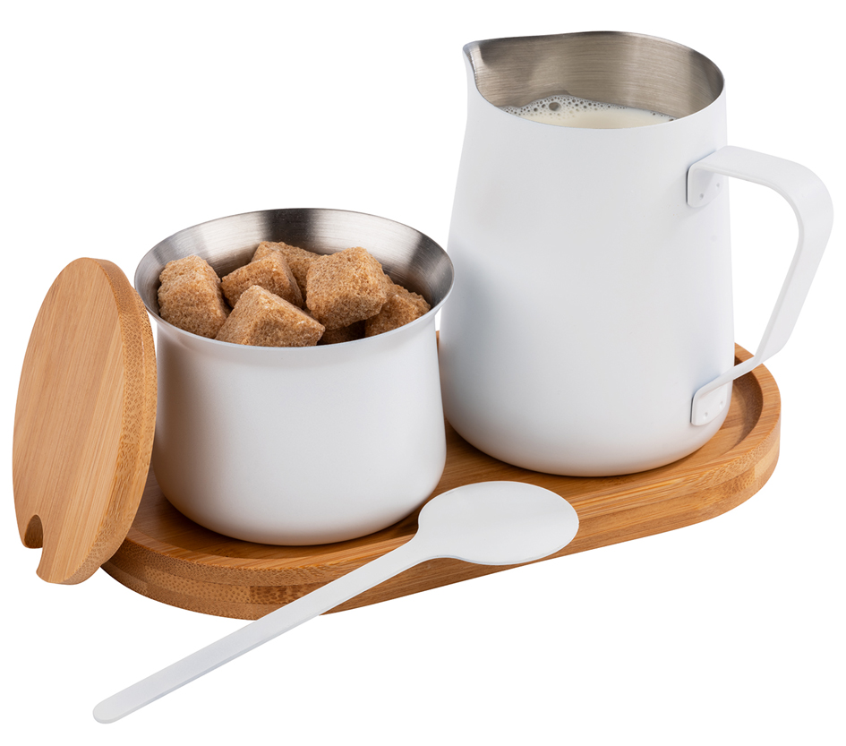 APS melk- en suikerset MILURO, rvs wit, 5-delig APS melk- en suikerset MILURO, rvs wit, 5-delig