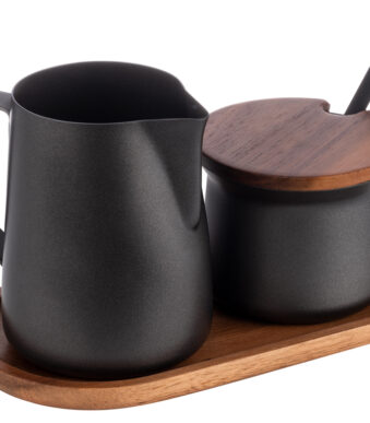 APS melk- en suikerset MILURO, roestvrijstaal zwart, 5-delig