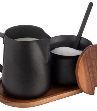 APS melk- en suikerset MILURO, roestvrijstaal zwart, 5-delig