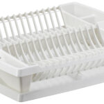 Afdruiprek voor vaatwerk met opvangschaal, wit