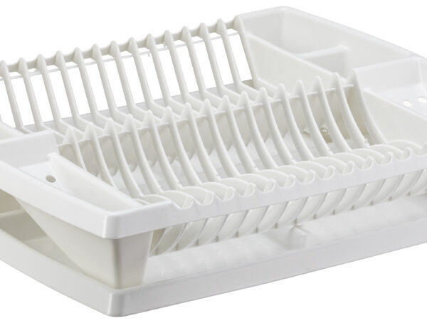 Afdruiprek voor vaatwerk met opvangschaal, wit