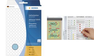 HERMA markeringspunten, rond 8 mm, blauw, permanent, handschrift