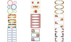 Huishoudetiketten voor inmaakpotten, gekleurd