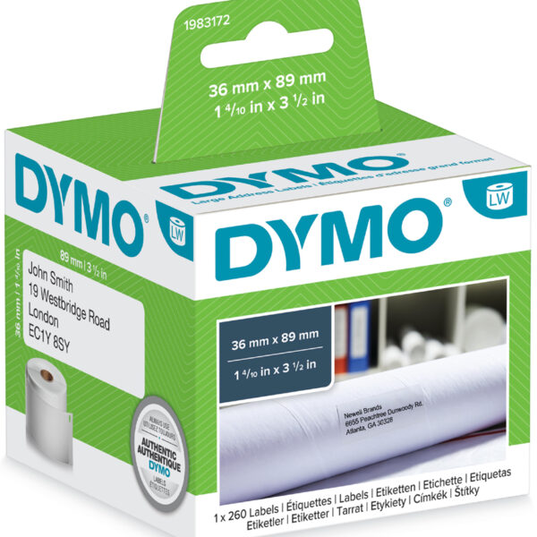 DYMO LabelWriter adresetiketten, 89 x 36 mm, wit