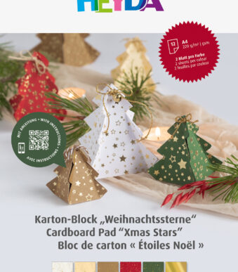 HEYDA Knutselkarton blok 'Kerststerren', A4, 12 vellen
