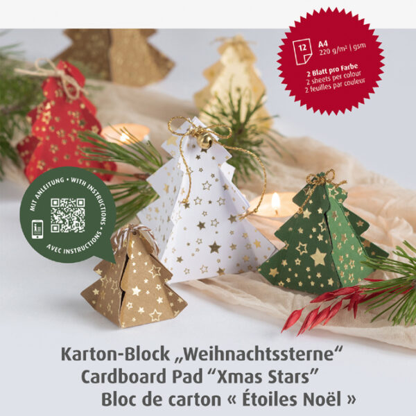 HEYDA Knutselkarton blok 'Kerststerren', A4, 12 vellen