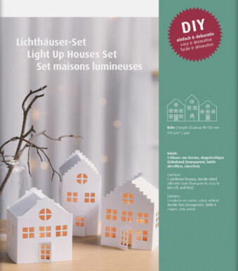 HEYDA Knutselset lichtdorp huisjes, karton, wit, 3-delig