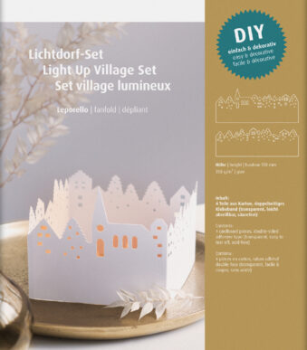 HEYDA Knutselset Lichtdorp Leporello, karton, wit, 130 mm