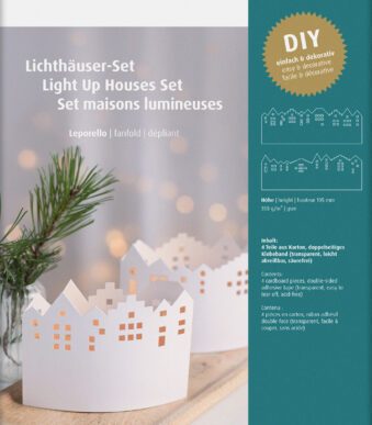 HEYDA Knutselset Lichtdorp Leporello, karton, wit, 100 mm