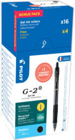 PILOT gelpen G-2 PLUS 07, voordeelverpakking, zwart