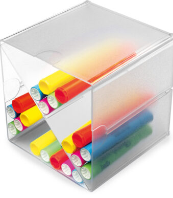 Deflecto organisatiebox kubus, 4 vakken, transparant