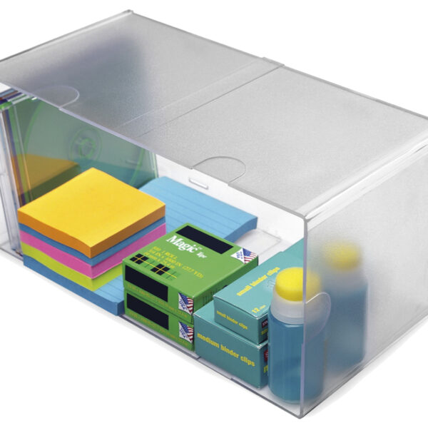 Deflecto organizer box transparant dubbel, 1 vak