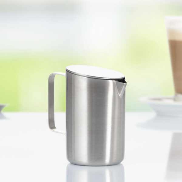 Esmeyer melkkannetje met deksel VISTA rond zilver