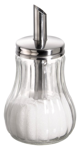 APS Suikerdispenser met doseerbuis, roestvrij staal/glas