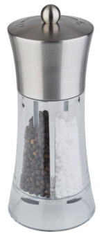 APS 2-in-1 zout- en pepermolen SPICEX, zilver/transparant