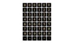 Genummerde Stickers 0-9, Gefolieerd Gegraveerd, Goud op Zwart