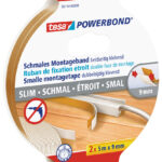 tesa Powerbond Montageband smal, 2 x 9 mm x 5 m, wit