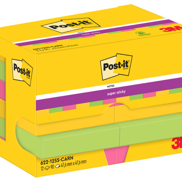 Post-it plaknotities super sticky, 47,6 x 47,6 mm