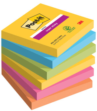 Post-it Super Sticky Notes 76 x 76 mm, Carnival kleuren