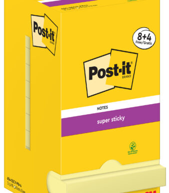 Post-it Haftnotizen super sticky geel 76x76mm 12 blokken promotiepak
