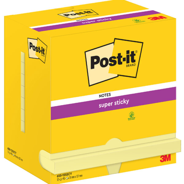 Post-it Zelfklevende notitieblokjes super sticky, 127 x 76 mm, geel