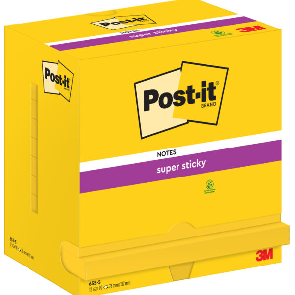 Post-it Zelfklevende notitieblokjes super sticky, 127x76mm, ultra geel