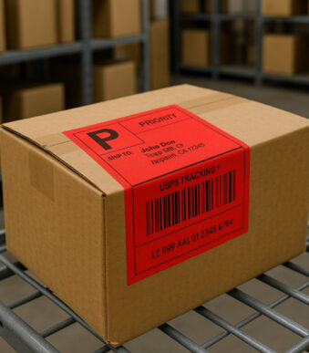 Rillprint Rolletiketten Zebra, 102 x 152 mm, rood