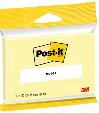 Post-it Zelfklevende notitieblokjes, 76 x 127 mm, geel, blisterverpakking