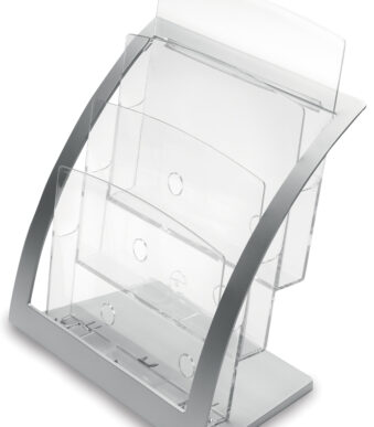 Deflecto folderhouder Contemporary A4 zilver, 3 vakken, staand