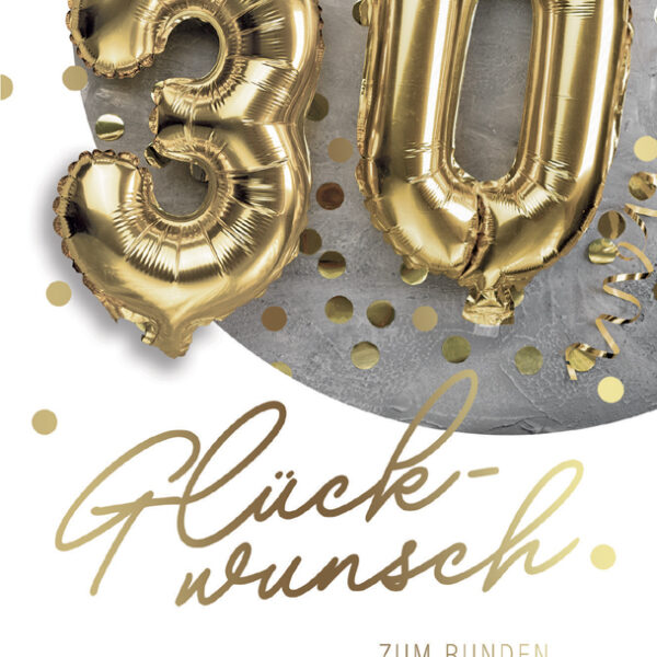 SUSY CARD Verjaardagskaart 'Folieballonnen' - 30e Verjaardag