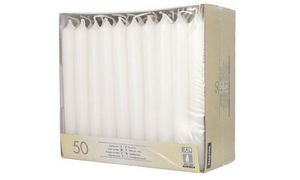 Witte tafeltaartjeskaarsjes, 50 stuks