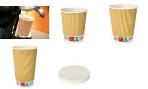 PAPSTAR kartonnen drinkbeker ´pure´ Ripple Wall, 0,2 l, beige