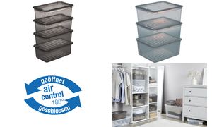 Doorzichtige grijze plastic opbergboxen set, 3 x 18 liter