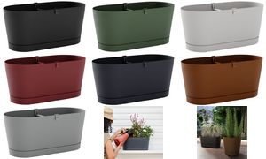 Bloemenbak 'Vega', breedte: 400 mm, leigrijs.