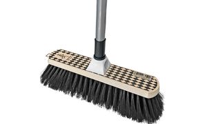 Peggy Perfect bezem met steel 'Harlekijn', hout, PET-borstel