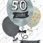 CACTUS verjaardagskaart 'Luchtballon' - 50e verjaardag