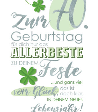 CACTUS verjaardagskaart 'Klavertje' - 70e verjaardag