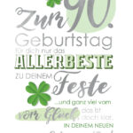 CACTUS Verjaardagskaart 'Klavertje' - 90e verjaardag