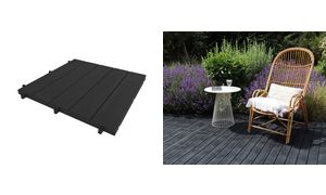 EDA terrastegel in houtlook, (B)500 mm, kunststof, zwart