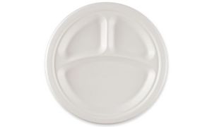 NATURE Star suikerriet-bord, rond, 260 mm, 3-vaks