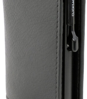 CLICKSAFE Slanke portemonnee met kaarthouder, nappaleder, zwart