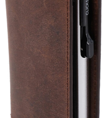 CLICKSAFE Slanke portemonnee met kaarthouder, nappaleder, bruin