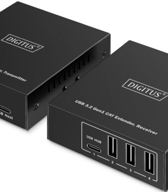 DIGITUS USB 3.2 Gen1 Extender, 5 Gbps, 4 poorten, zwart
