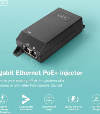 DIGITUS Gigabit Ethernet PoE+ injector, 802.3at, 30 W