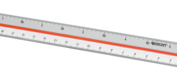 WESTCOTT driekantige schaalliniaal voor beroepsschool, kunststof, wit